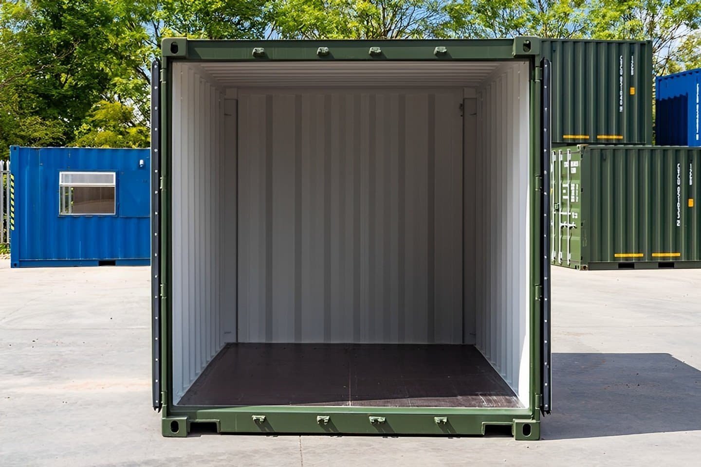 Heavy-Duty 10ft x 8ft One-Trip Green Steel Shipping Container - Image 3