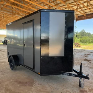 6×12 Single Axle Charcoal Blackout Enclosed Cargo Trailer – Collins Custom Cargo