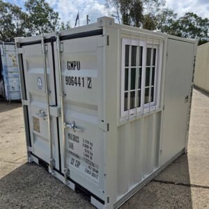 7ft Mini Shipping Container with Side Door, Rear Door & Window | Lockable Steel Storage Container