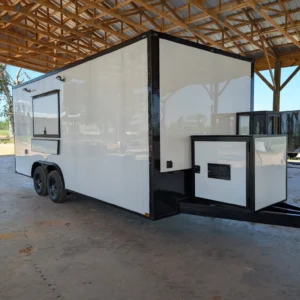8.5x20TA Hook and Line Cargo White Blackout Concession Trailer for Sale