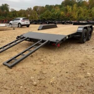 7X18 2 Powder Coated 7K Car Hauler W/Slide-In Ramp For Sale