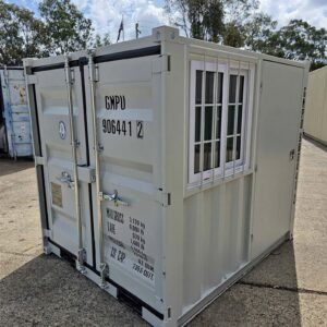 7ft Mini Shipping Container with Side Door, Rear Door & Window | Lockable Steel Storage Container